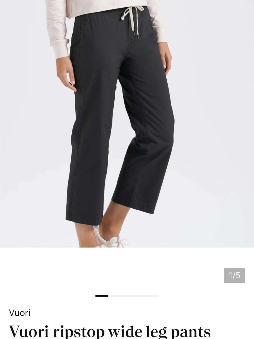 Vuori Black Ripstop Wide-Leg Cropped Pants